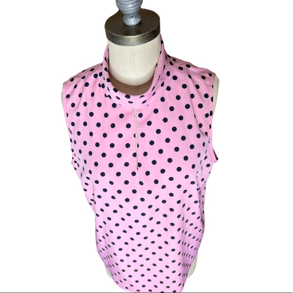 Kasper Polka Dot High Neck Sleeveless Blouse size 12 - Picture 3 of 15